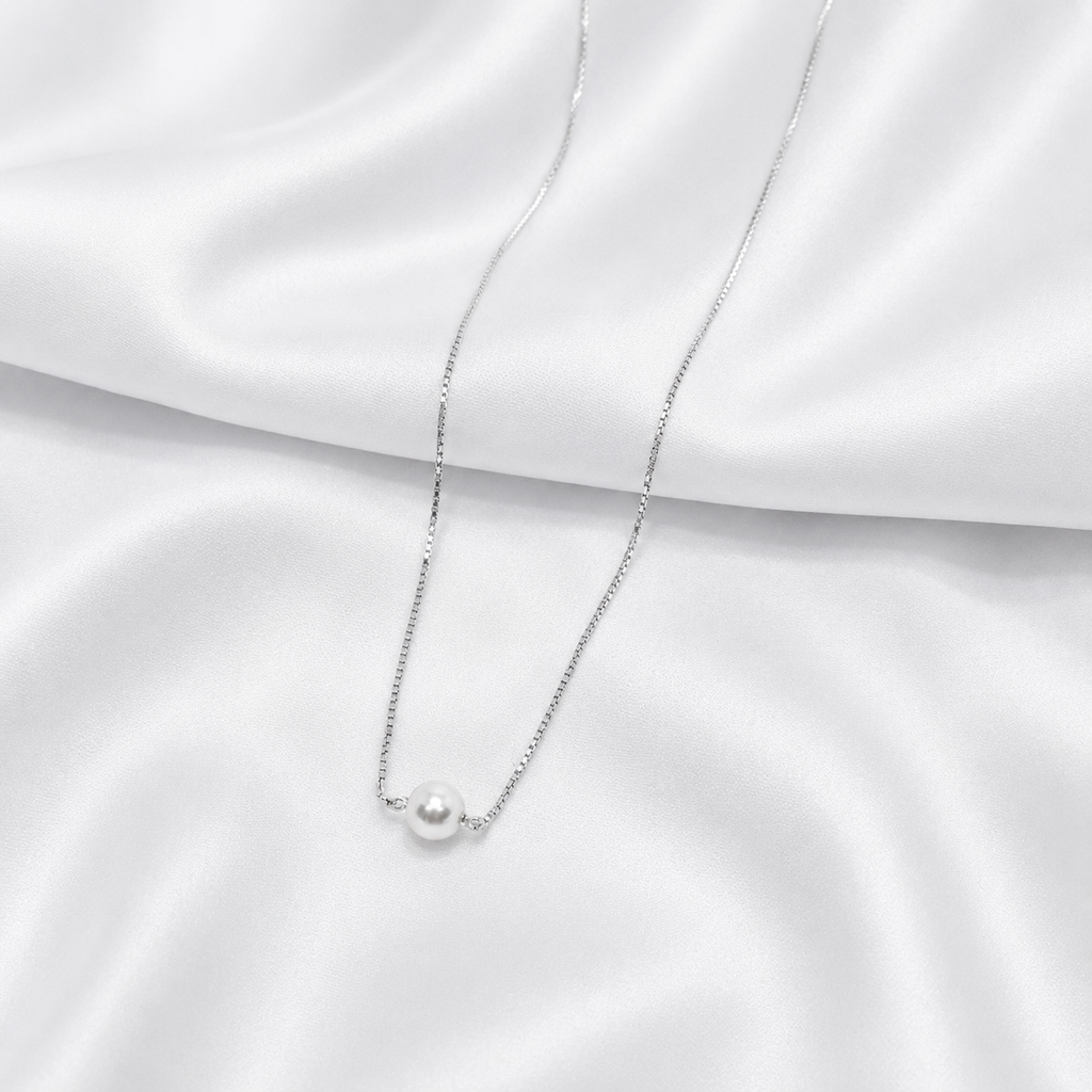 Single Pearl 925 Silver Chain Necklace