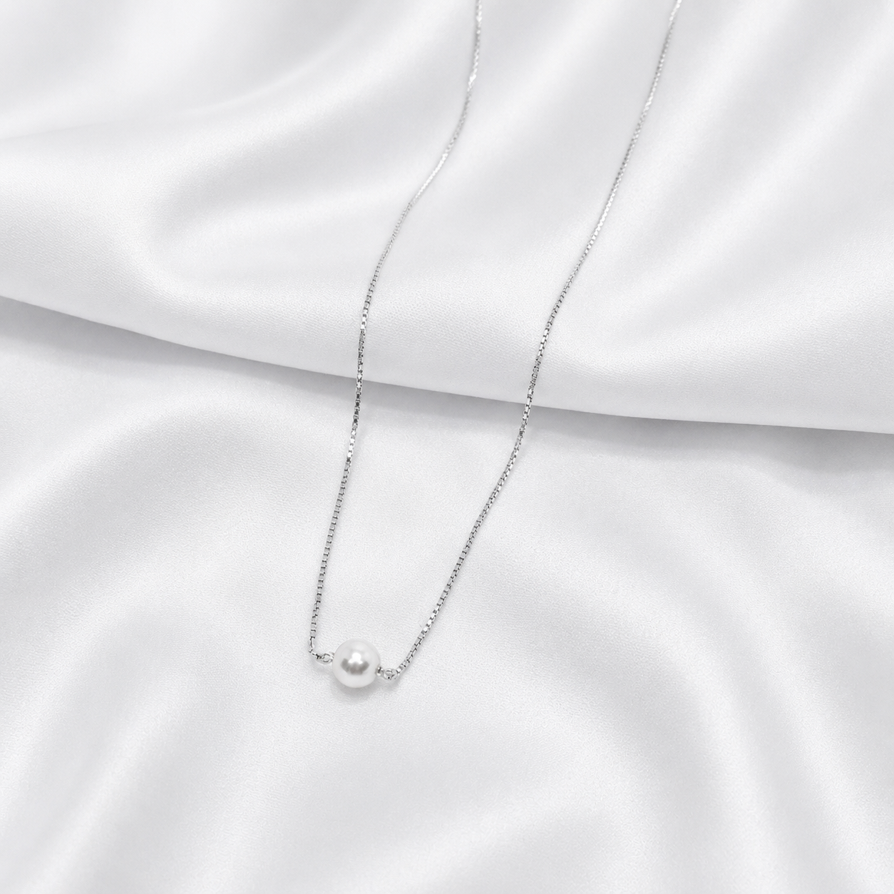 Single Pearl 925 Silver Chain Necklace