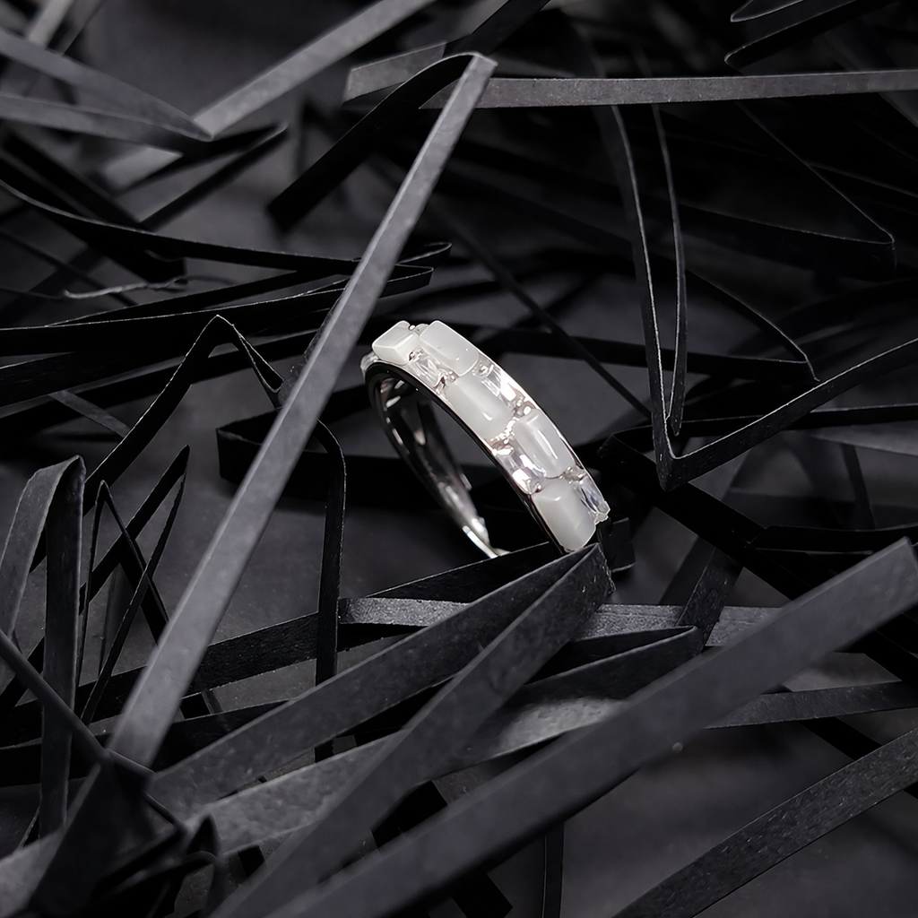 925 Sterling Silver Geometric Stackable Ring – Adjustable Fit