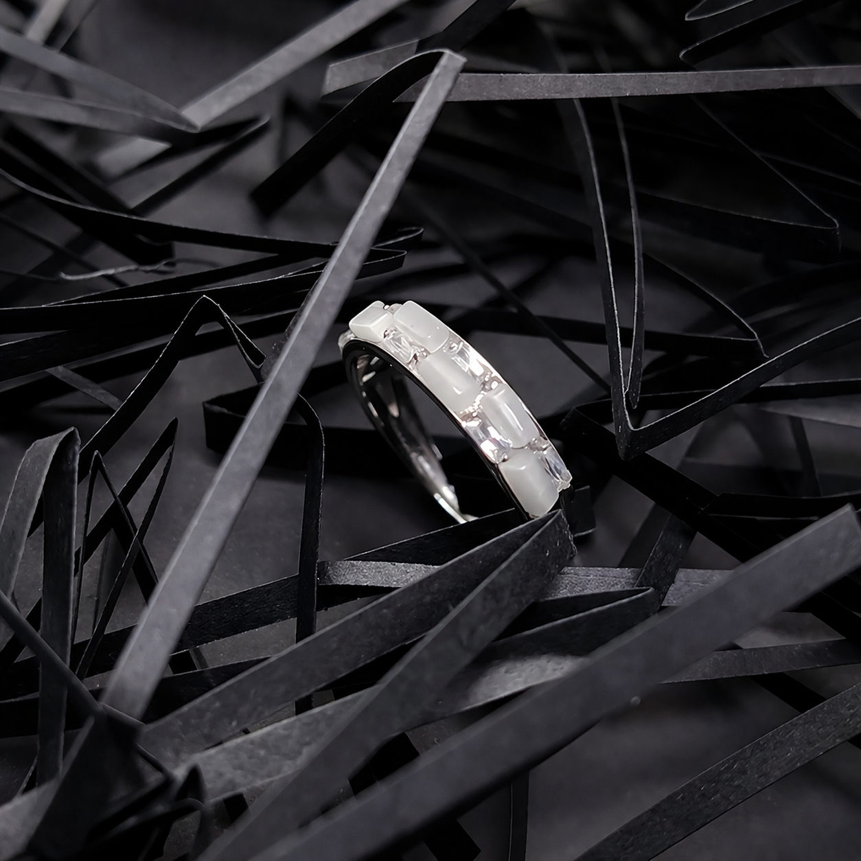 925 Sterling Silver Geometric Stackable Ring – Adjustable Fit