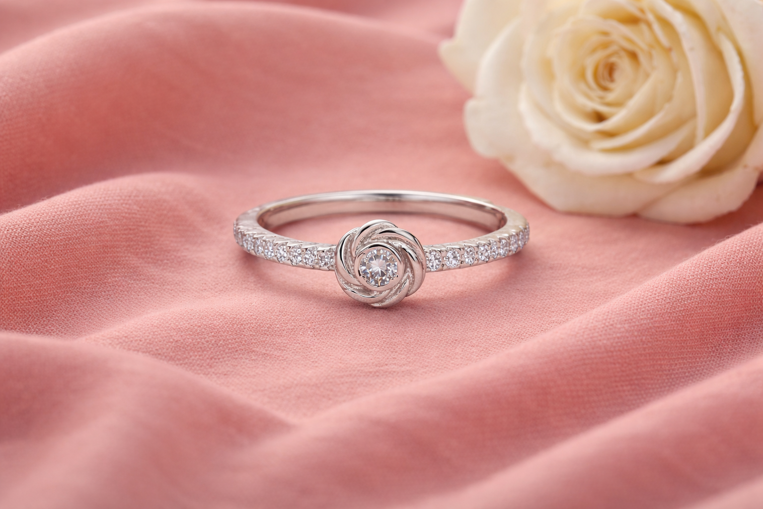Rose Flower 925 Silver Ring - Designed to catch the light beautifully.