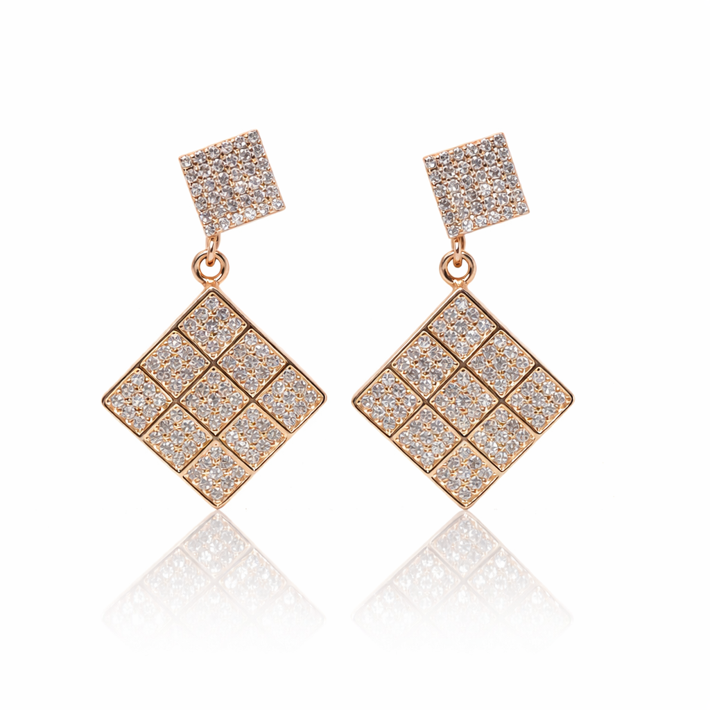 Party Wear Rose Gold Square 925 Silver Earring - Shine differently tonight.