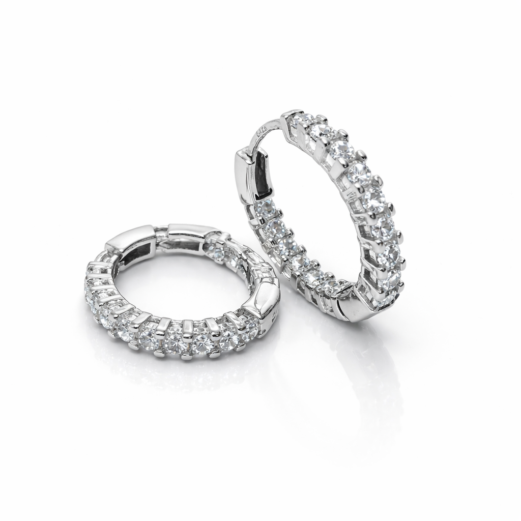 Silver party wear Polished Round Earrings - Designed to catch the light — and the attention.