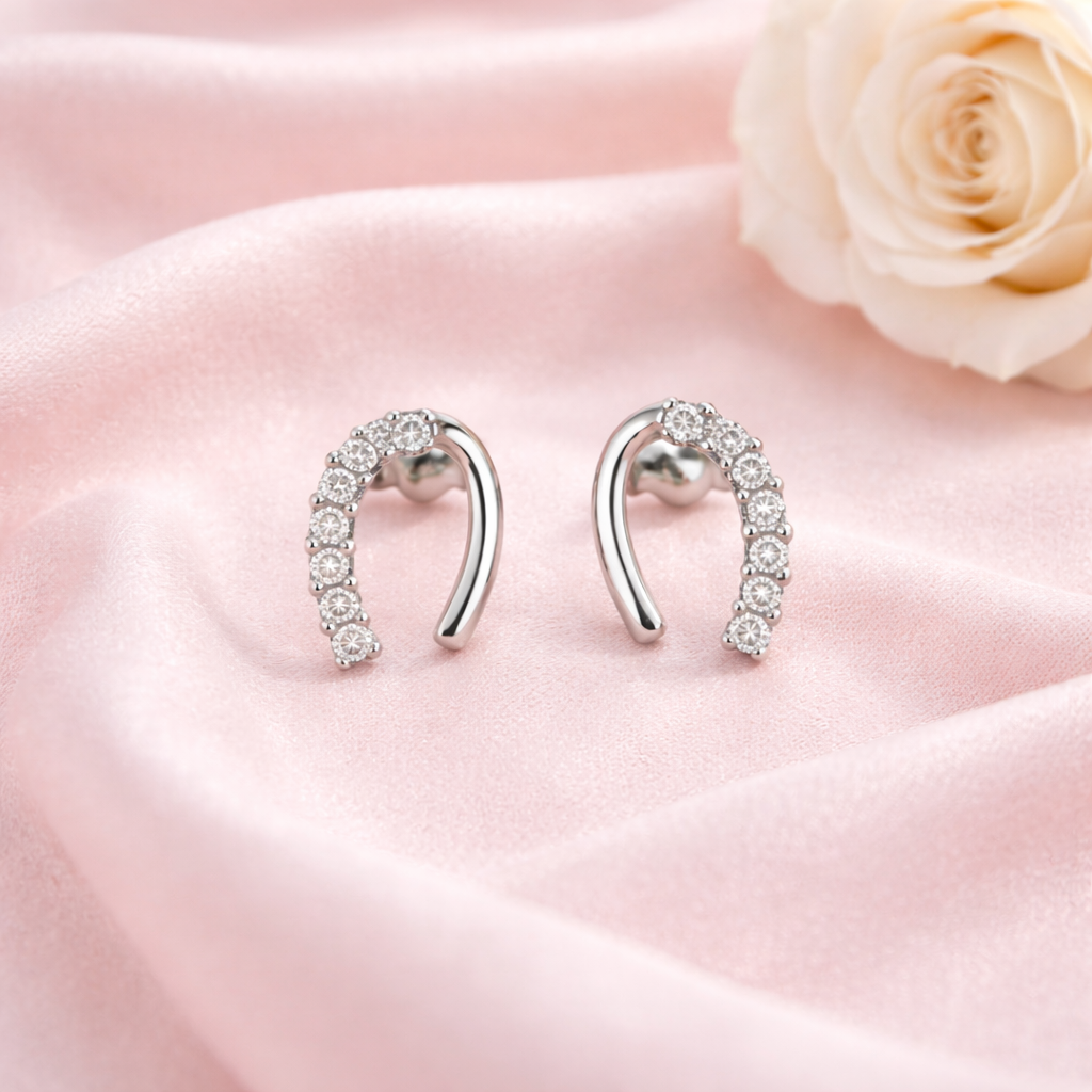 Silver Classic Silver Stud Earrings with Halo Detail - Your everyday signature.