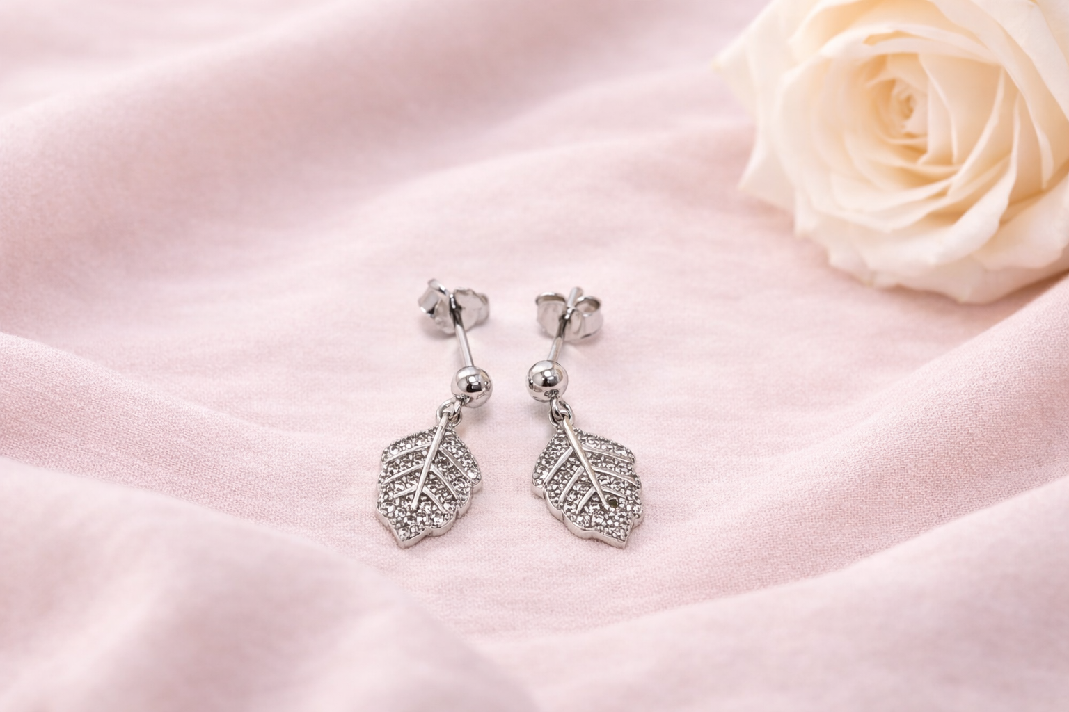 Silver Leaf Shaped Halo Earrings- Celebrate yourself. Loudly.