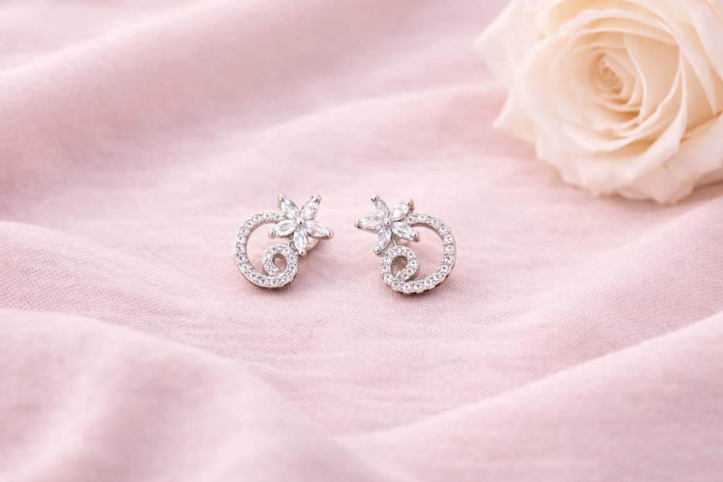 Silver Elegant Stud Earrings - Designed to catch the light — and the attention.
