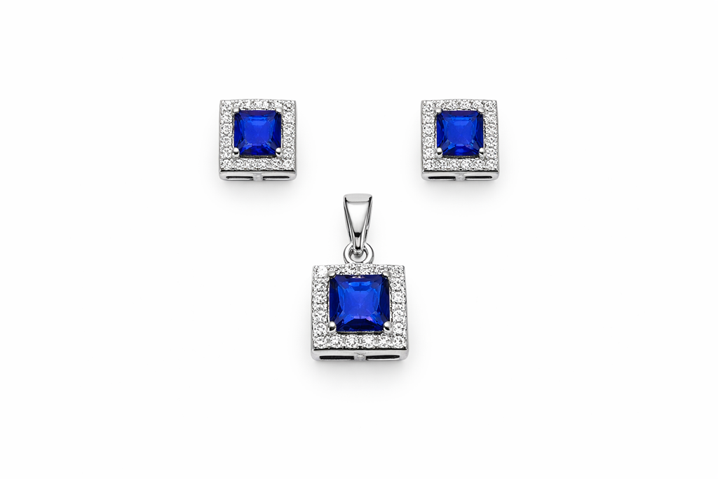 Blue Diamond 925 Silver Pendant Set - Made for everyday confidence.