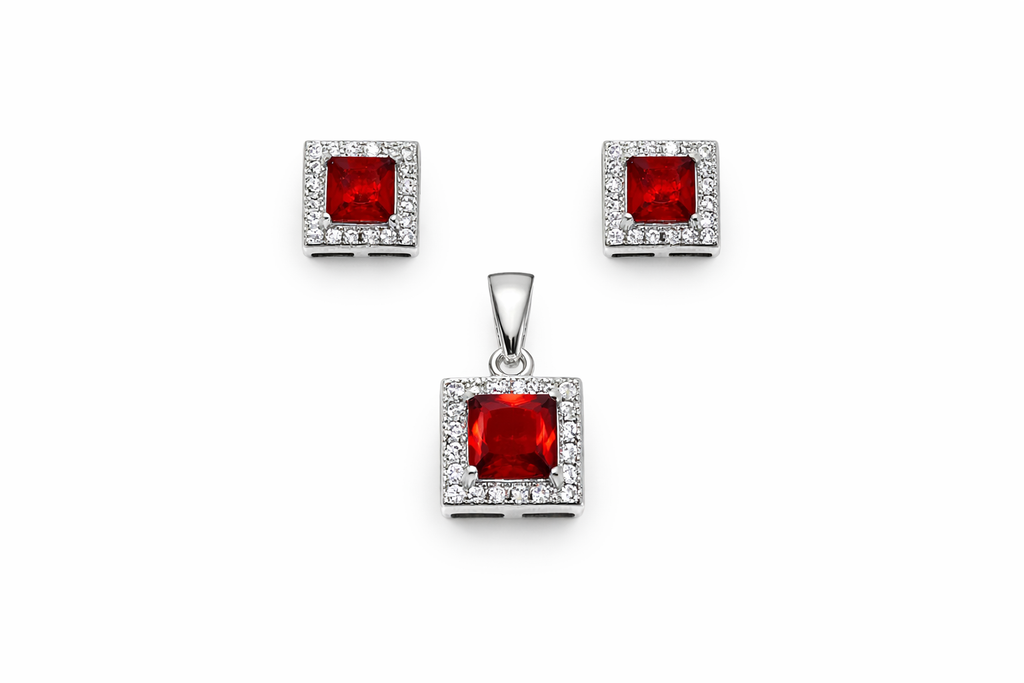 Ruby Red Diamond 925 Silver Pendant Set - Made for everyday confidence.
