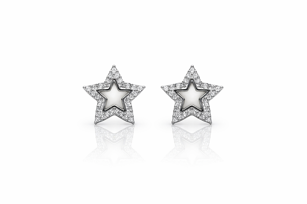Silver 925 Magic Star Shaped Stud Earring - Work hard. Shine harder.
