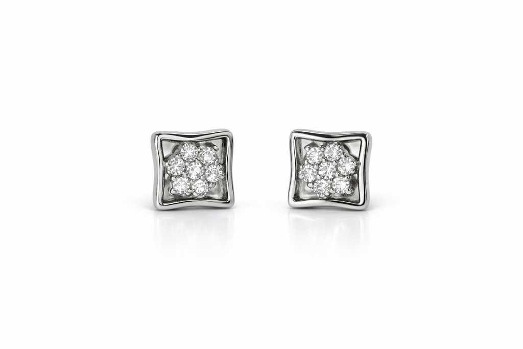 Square Shape 925 Silver Stud earrings - Strength doesn’t need noise.