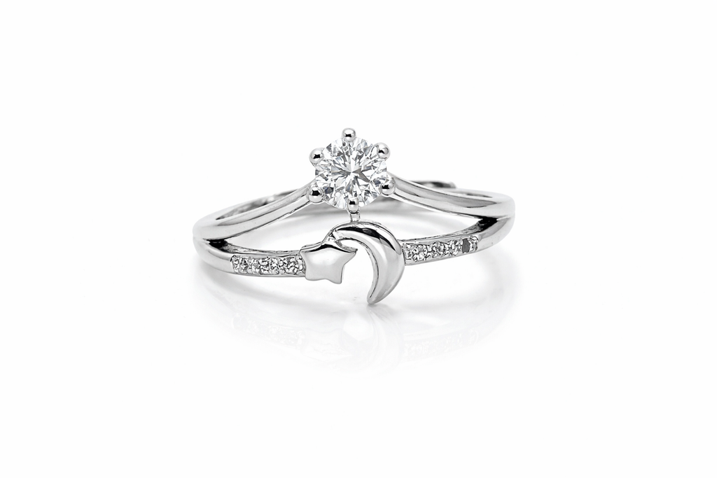 Silver Celestial Moon & Star Ring