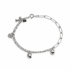 Sterling Silver 925 Bracelet | Sleek Minimal Chain with Hanging Charms
