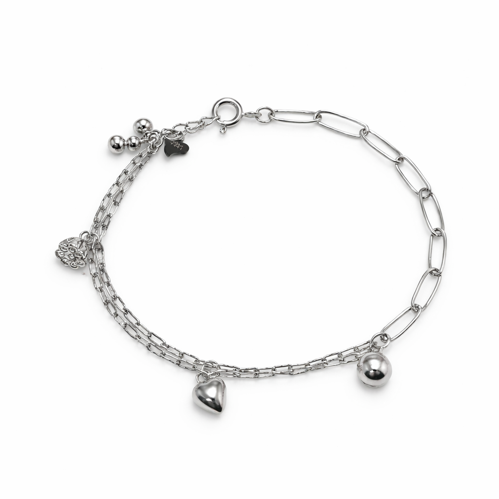 Sterling Silver 925 Bracelet | Sleek Minimal Chain with Hanging Charms