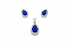 Luxury Finish Blue Diamond Silver Pendant Set - Subtle enough for work, strong enough to be noticed.