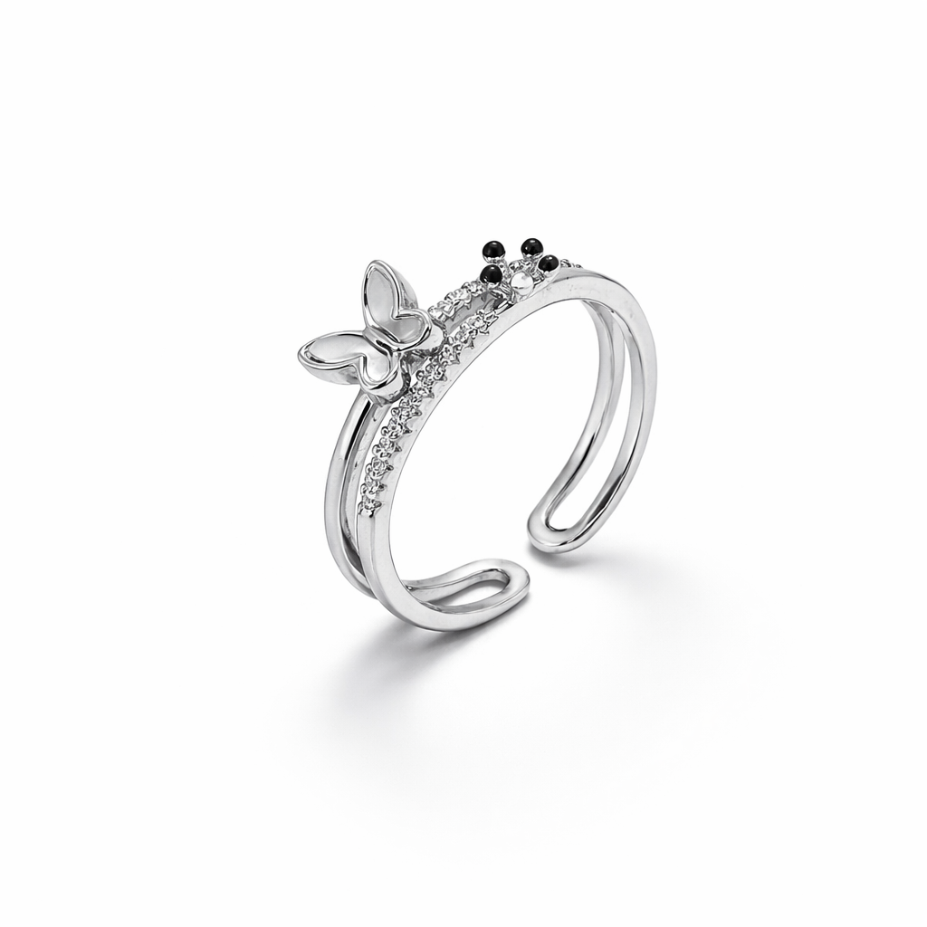 Whimsical Adjustable Butterfly Ring in Sterling Silver – Delicate Nature-Inspired Jewelry