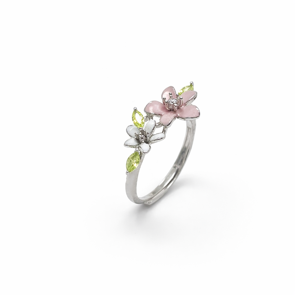 Luxury Three-Stone Ring – Yellow Emerald Design Adjustable Silver Ring