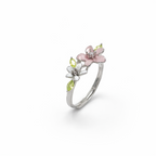 Luxury Three-Stone Ring – Yellow Emerald Design Adjustable Silver Ring