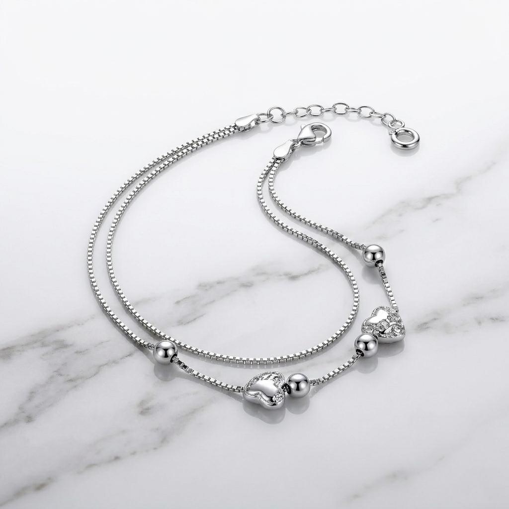 925 Silver Dainty Bracelet | Modern Charm Chain with Adjustable Fit for Women