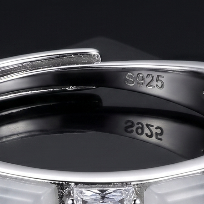 925 Sterling Silver Geometric Stackable Ring – Adjustable Fit