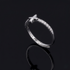 Minimal Silver Ring with Sparkling Star Design