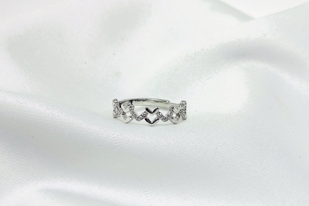Silver Eternal Hearts Ring