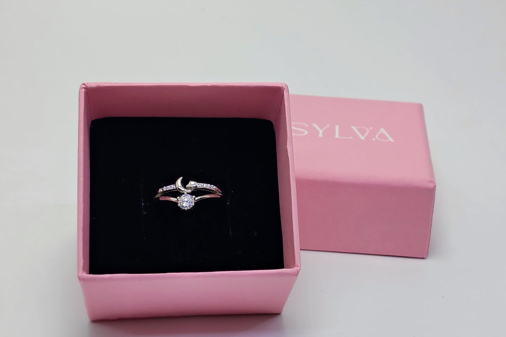 Silver Celestial Moon & Star Ring