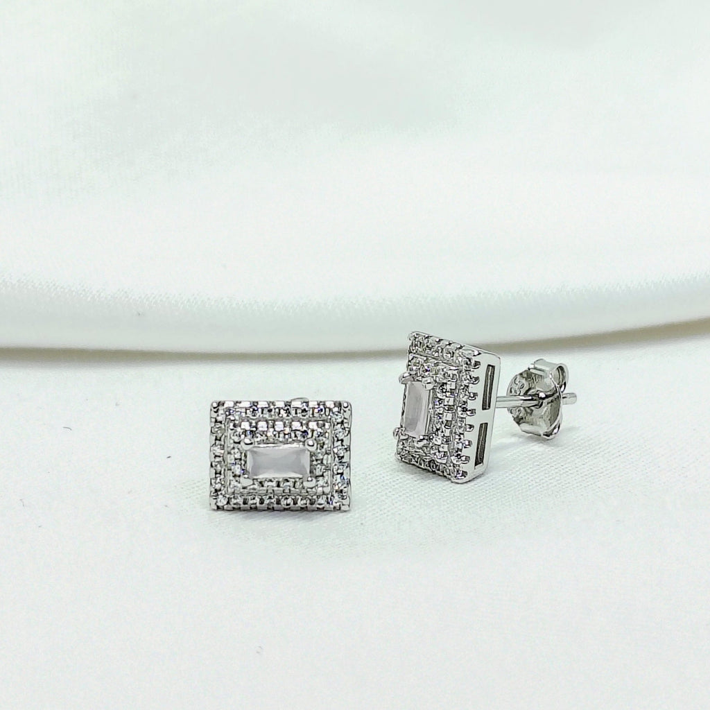 Princess Cut Style Square Stud Earrings - Strength doesn’t need noise.