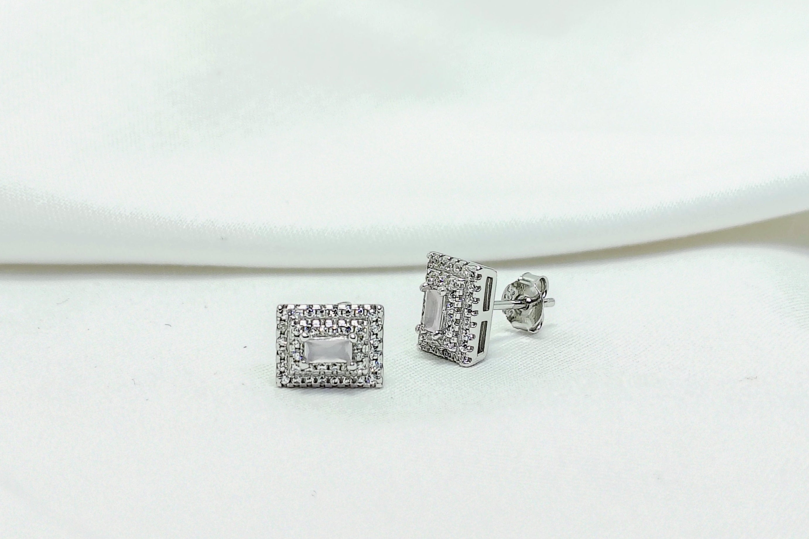 Princess Cut Style Square Stud Earrings - Strength doesn’t need noise.