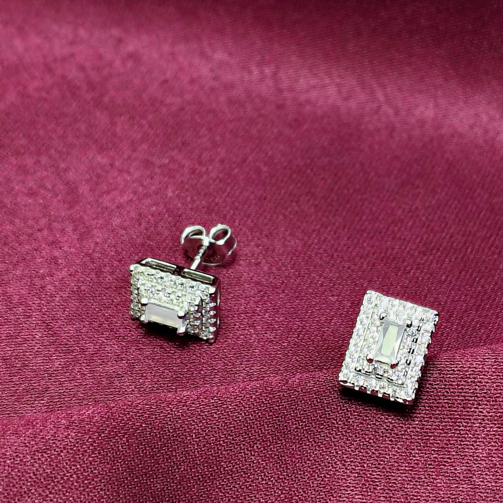 Princess Cut Style Square Stud Earrings - Strength doesn’t need noise.