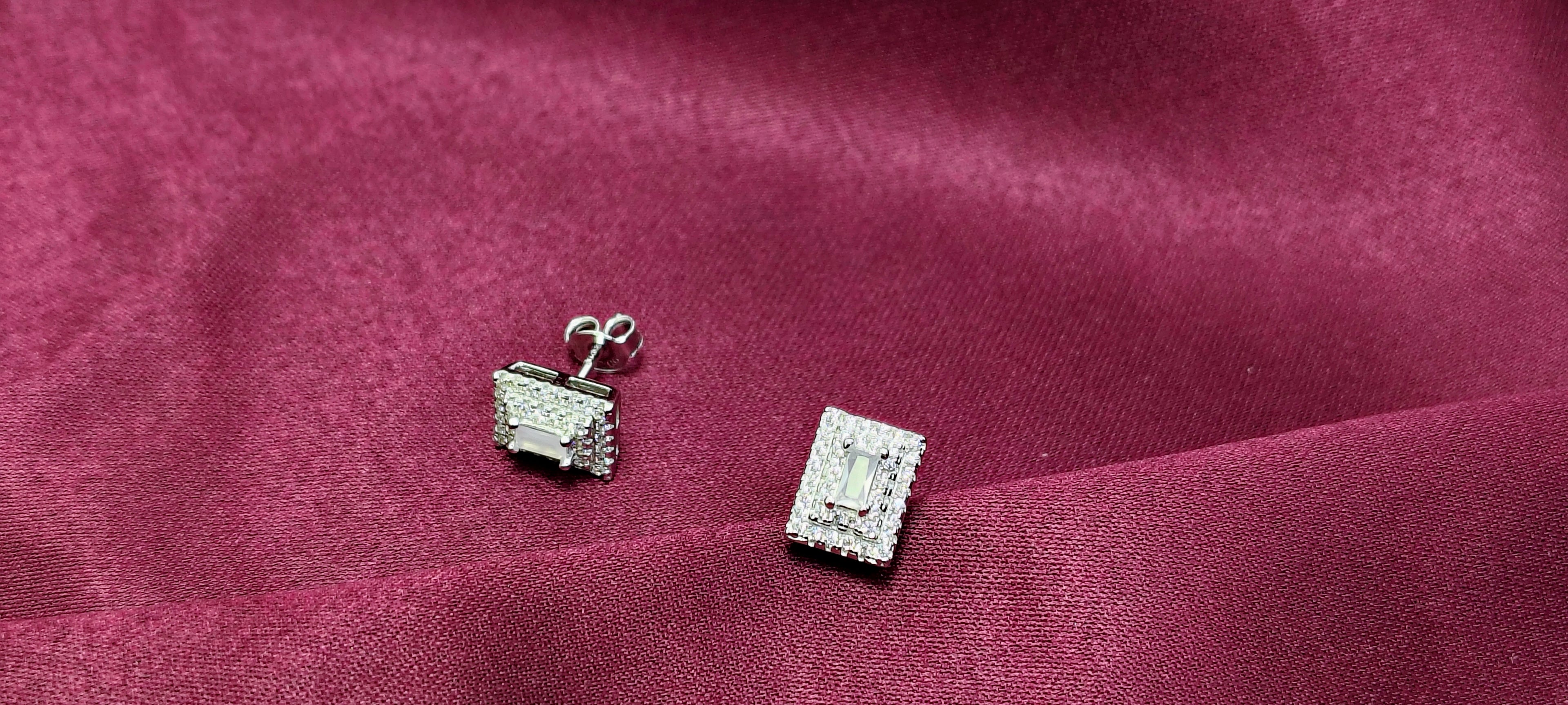 Princess Cut Style Square Stud Earrings - Strength doesn’t need noise.