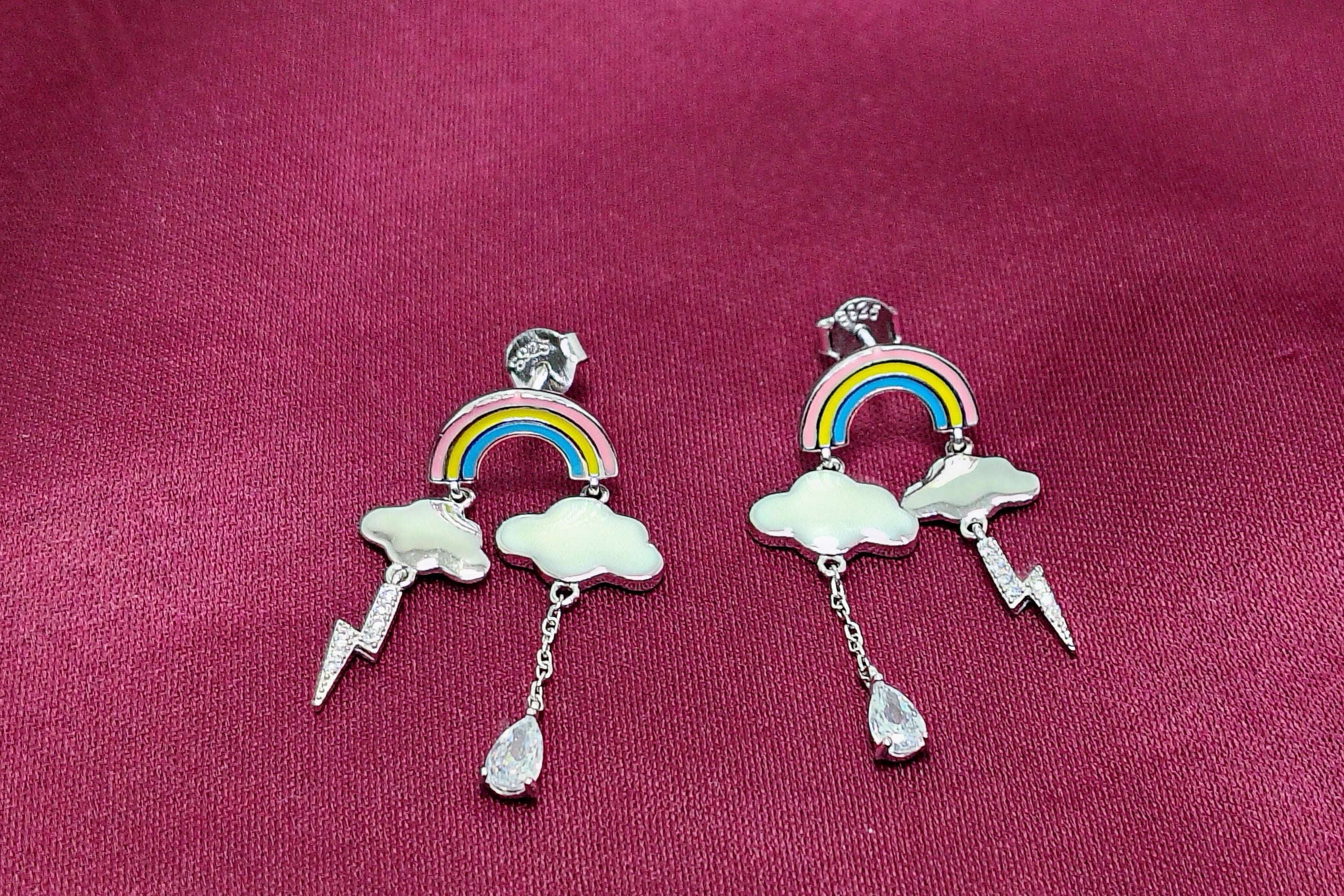 Rainbow 925 Silver Stud Earrings - Strength doesn’t need noise.
