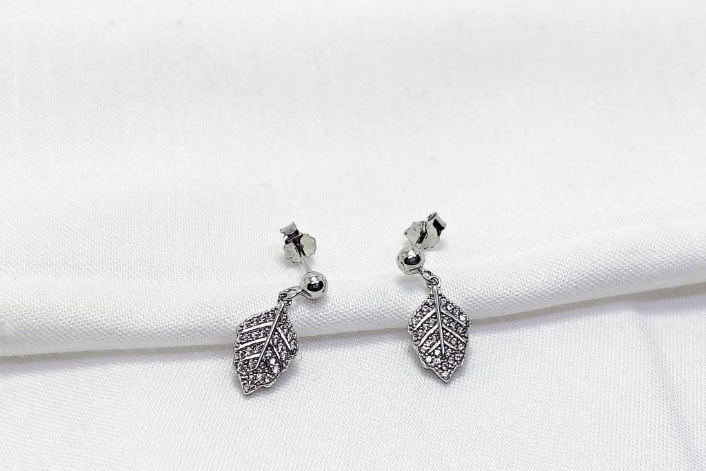 Silver Leaf Shaped Halo Earrings- Celebrate yourself. Loudly.