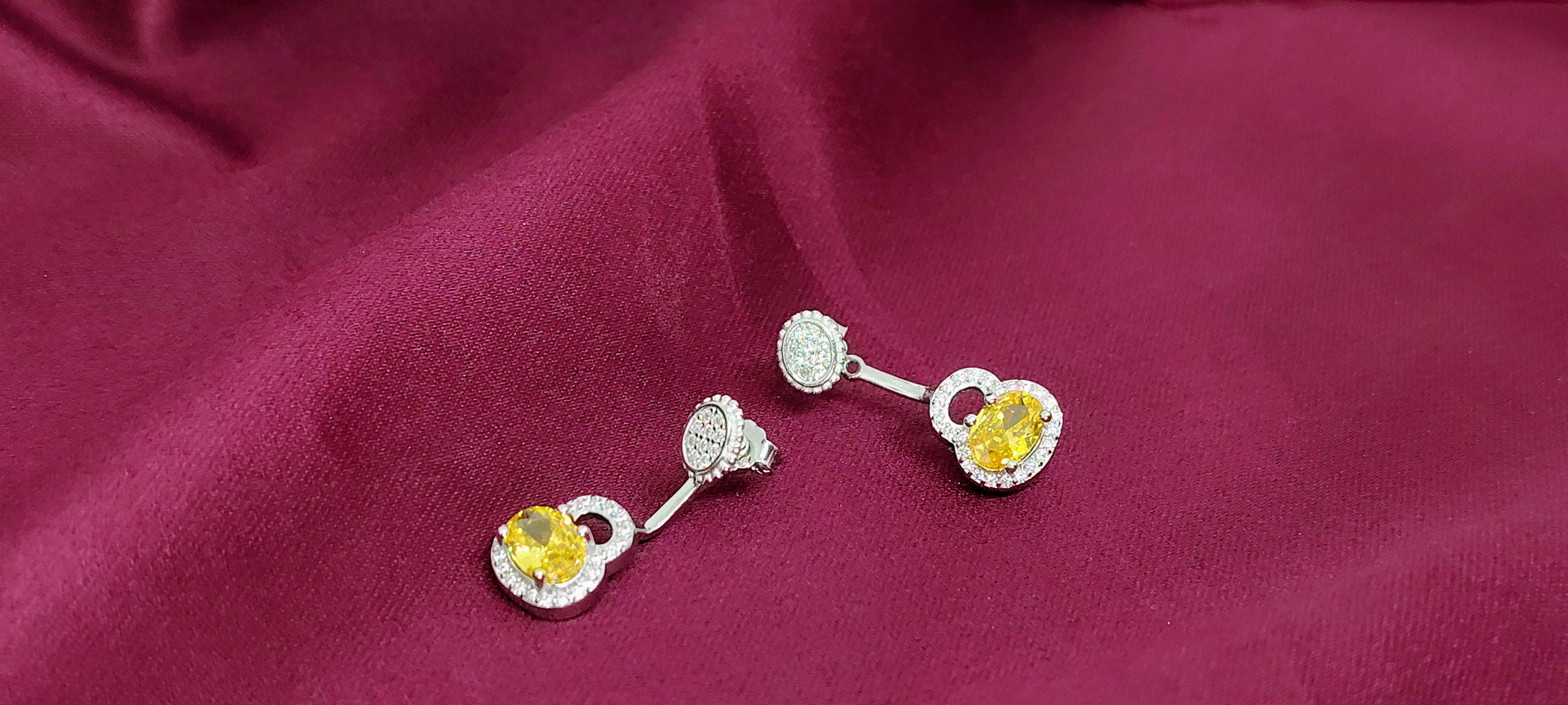 Silver Classic Yellow Stone Silver Earrings - Celebrate yourself. Loudly.