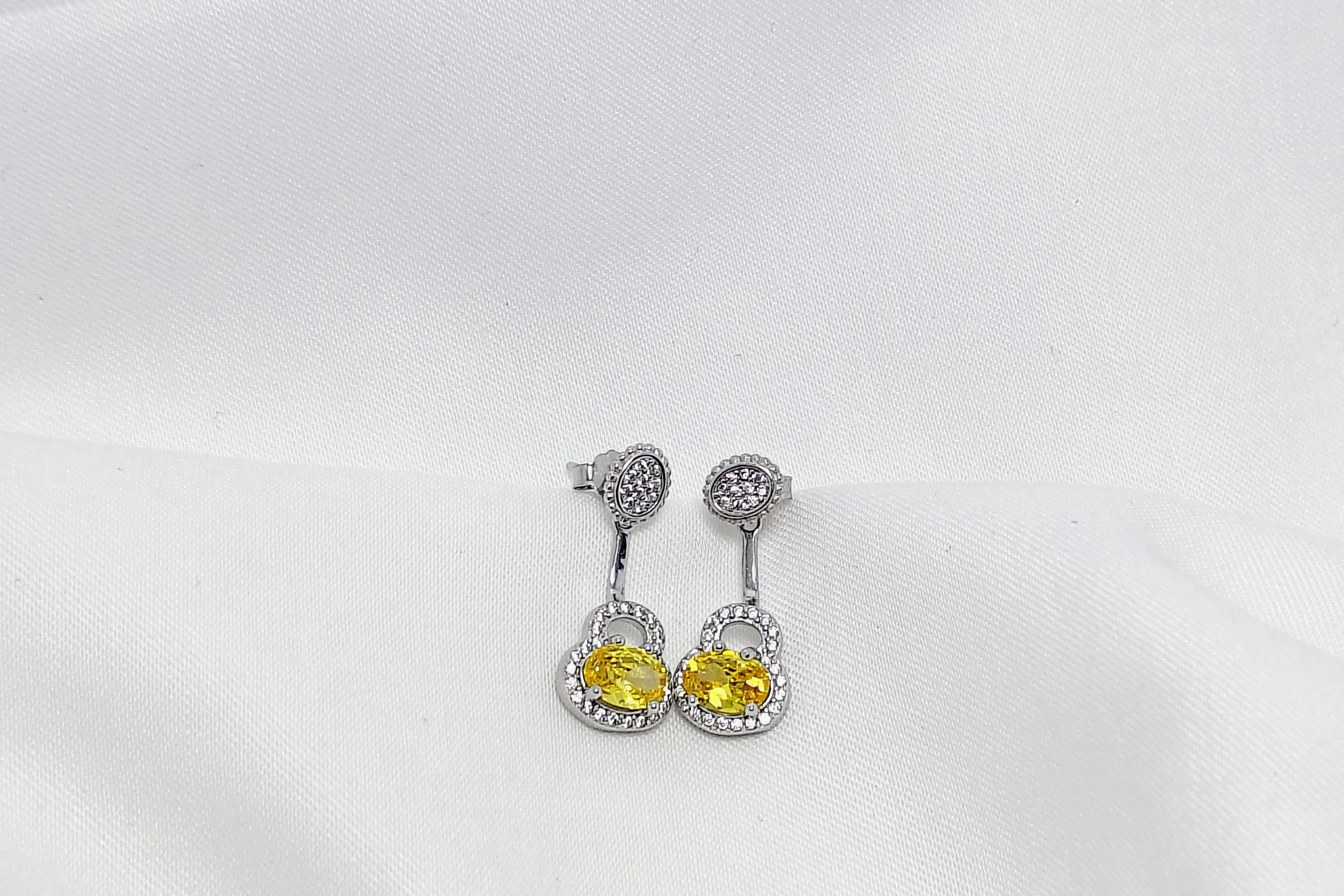 Silver Classic Yellow Stone Silver Earrings - Celebrate yourself. Loudly.