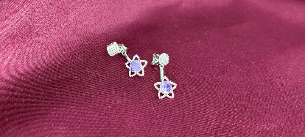 Silver Elegant Purple Stone Earrings - Designed for women who lead.