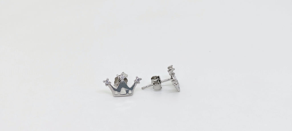 Silver Crown Shape 925 Silver Stud Earrings