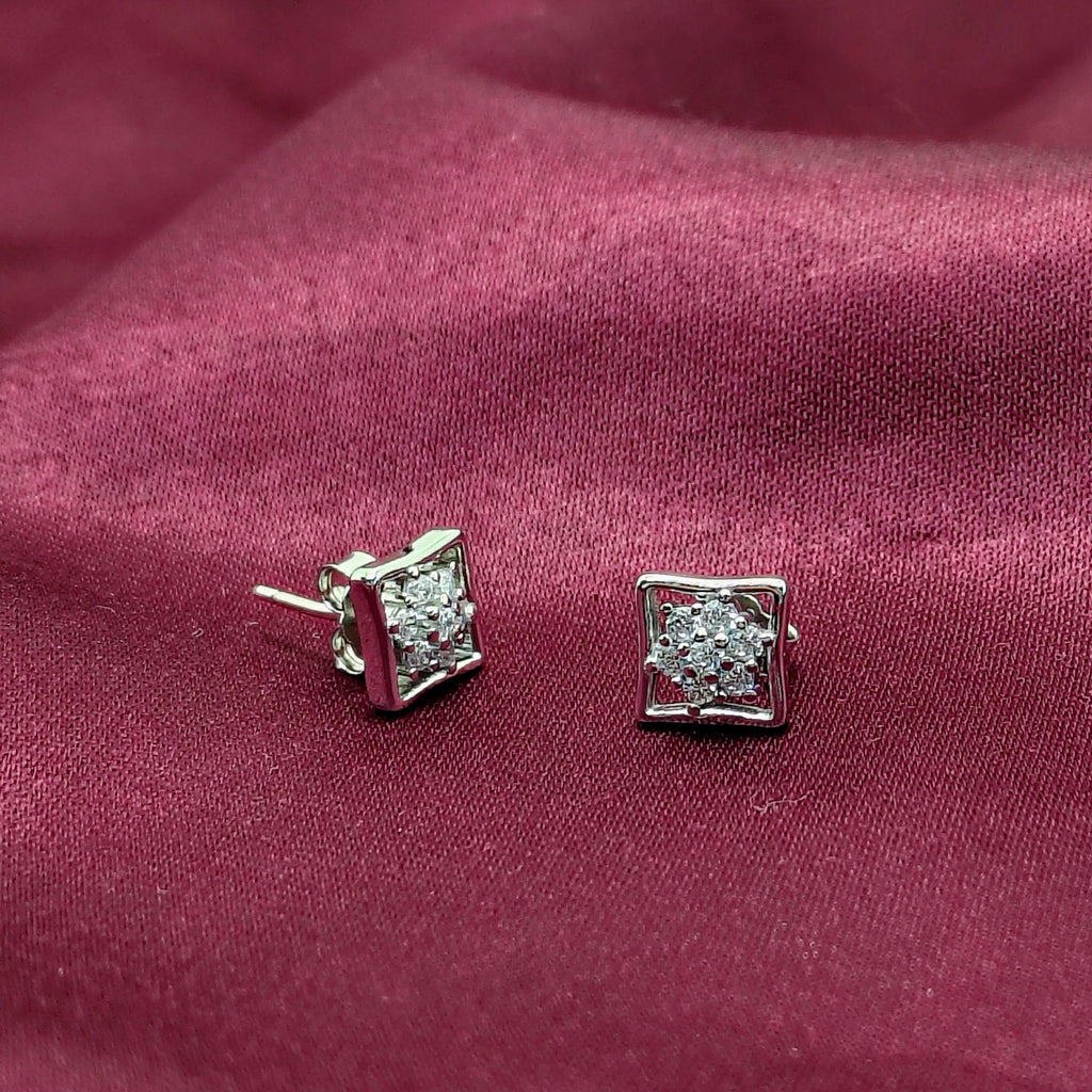 Square Shape 925 Silver Stud earrings - Strength doesn’t need noise.