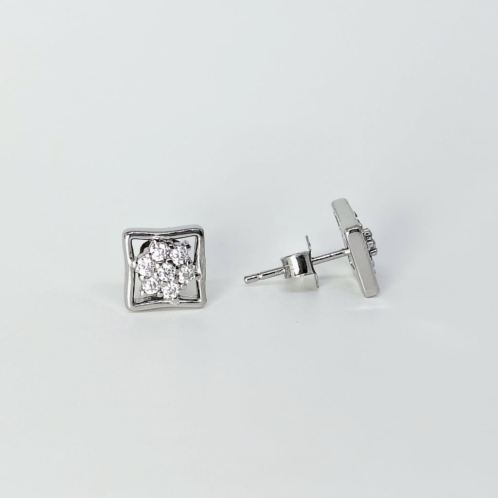 Square Shape 925 Silver Stud earrings - Strength doesn’t need noise.