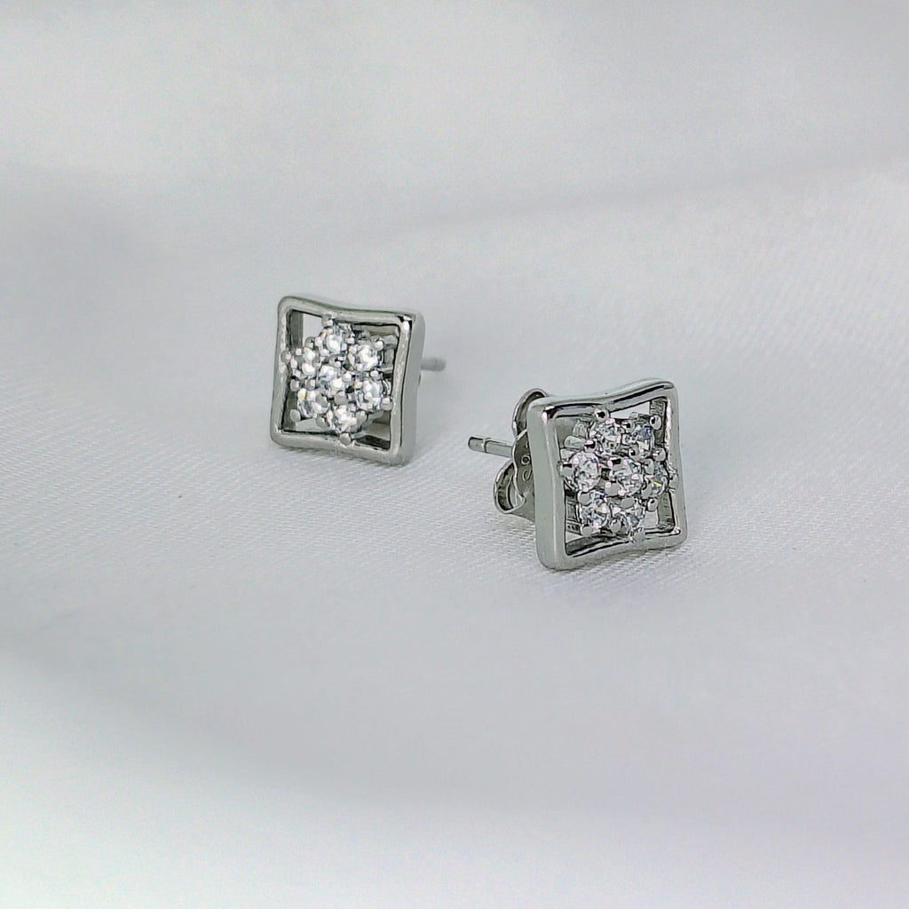 Square Shape 925 Silver Stud earrings - Strength doesn’t need noise.