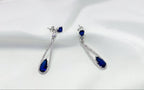 Ocean Drop Blue Diamond Long 925 Silver Earrings - For nights you’ll remember.