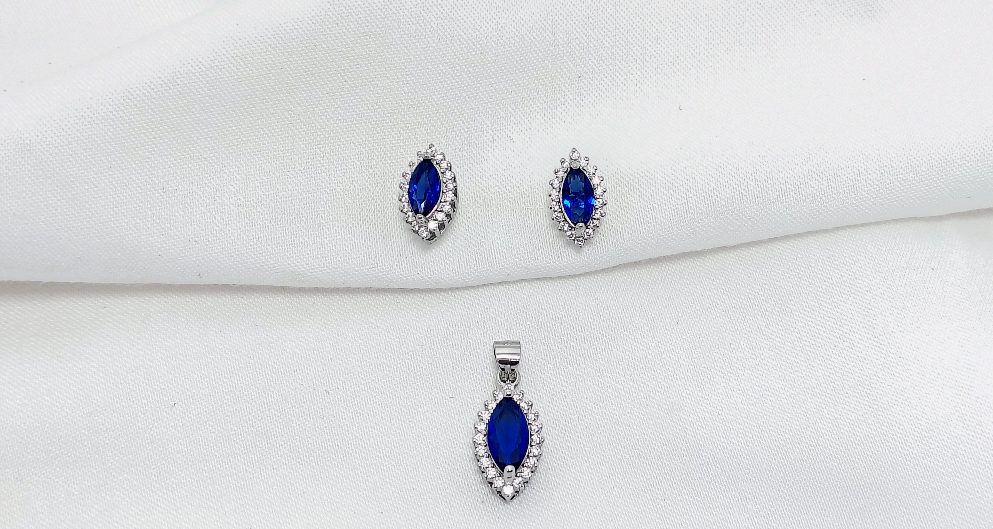 Classic Blue Diamond Pendant & Earring Set - Professional. Polished. Powerful.
