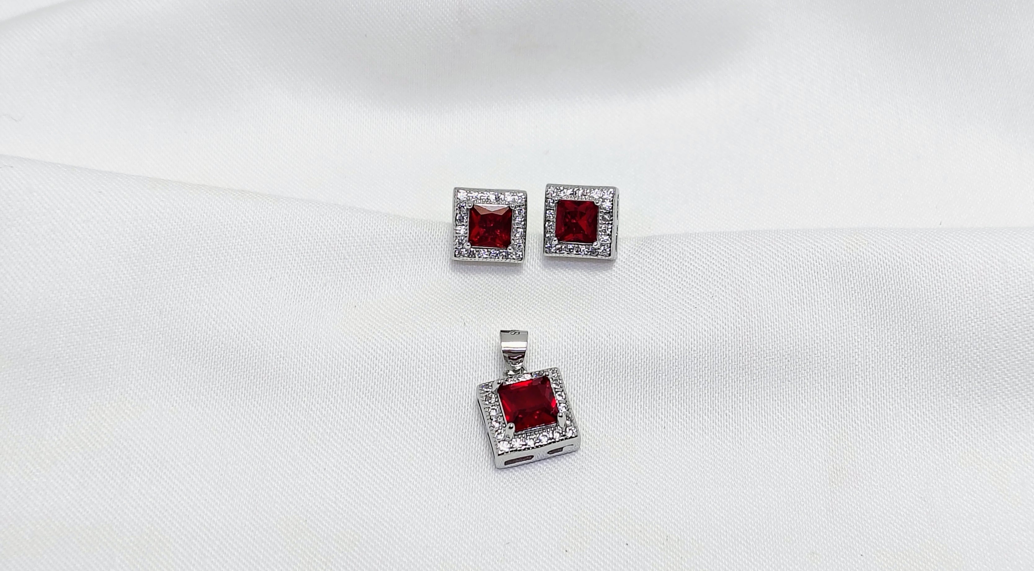 Ruby Red Diamond 925 Silver Pendant Set - Made for everyday confidence.