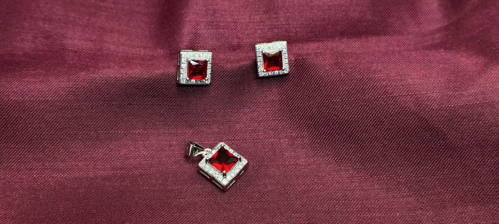 Ruby Red Diamond 925 Silver Pendant Set - Made for everyday confidence.