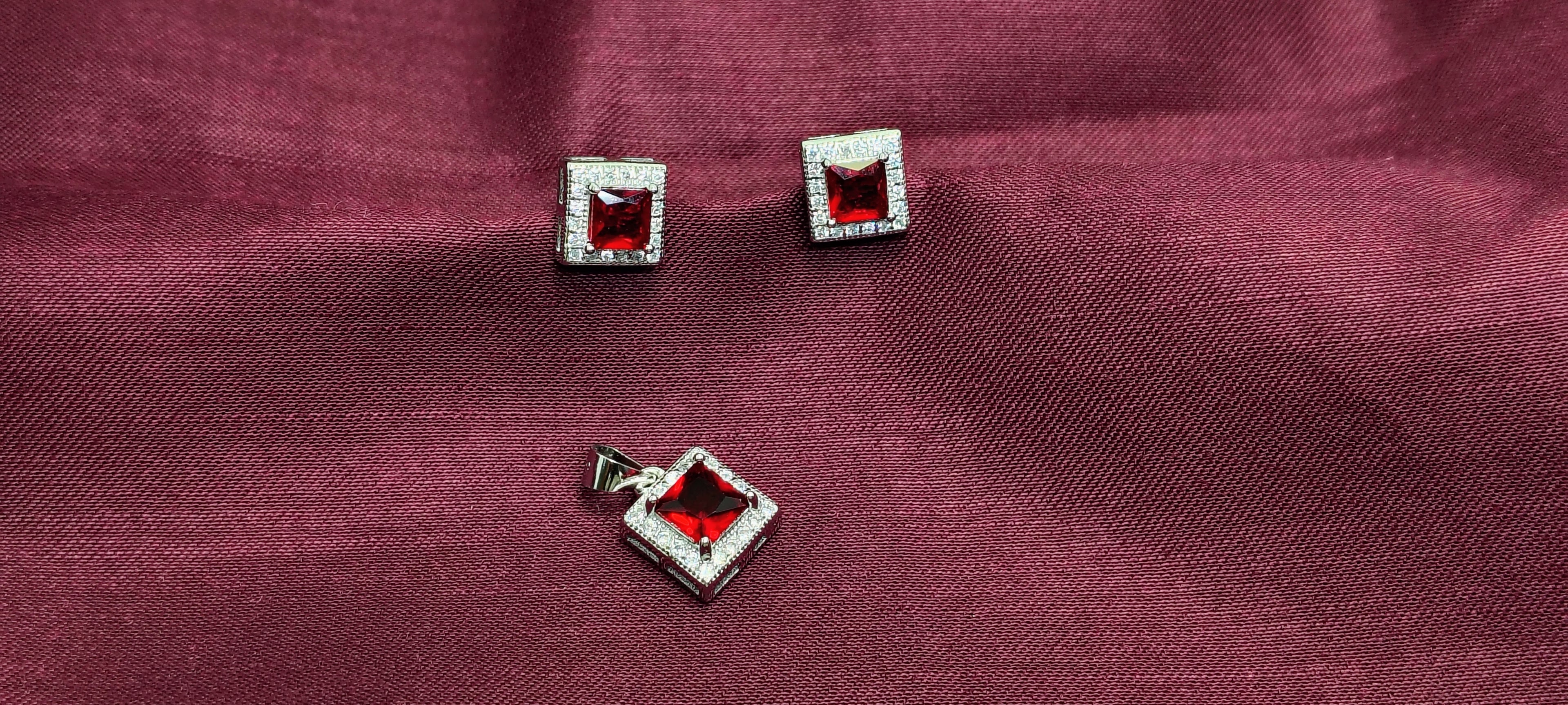 Ruby Red Diamond 925 Silver Pendant Set - Made for everyday confidence.