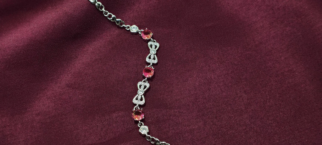 Crimson Glow 925 Silver Bracelet – Adjustable Fit