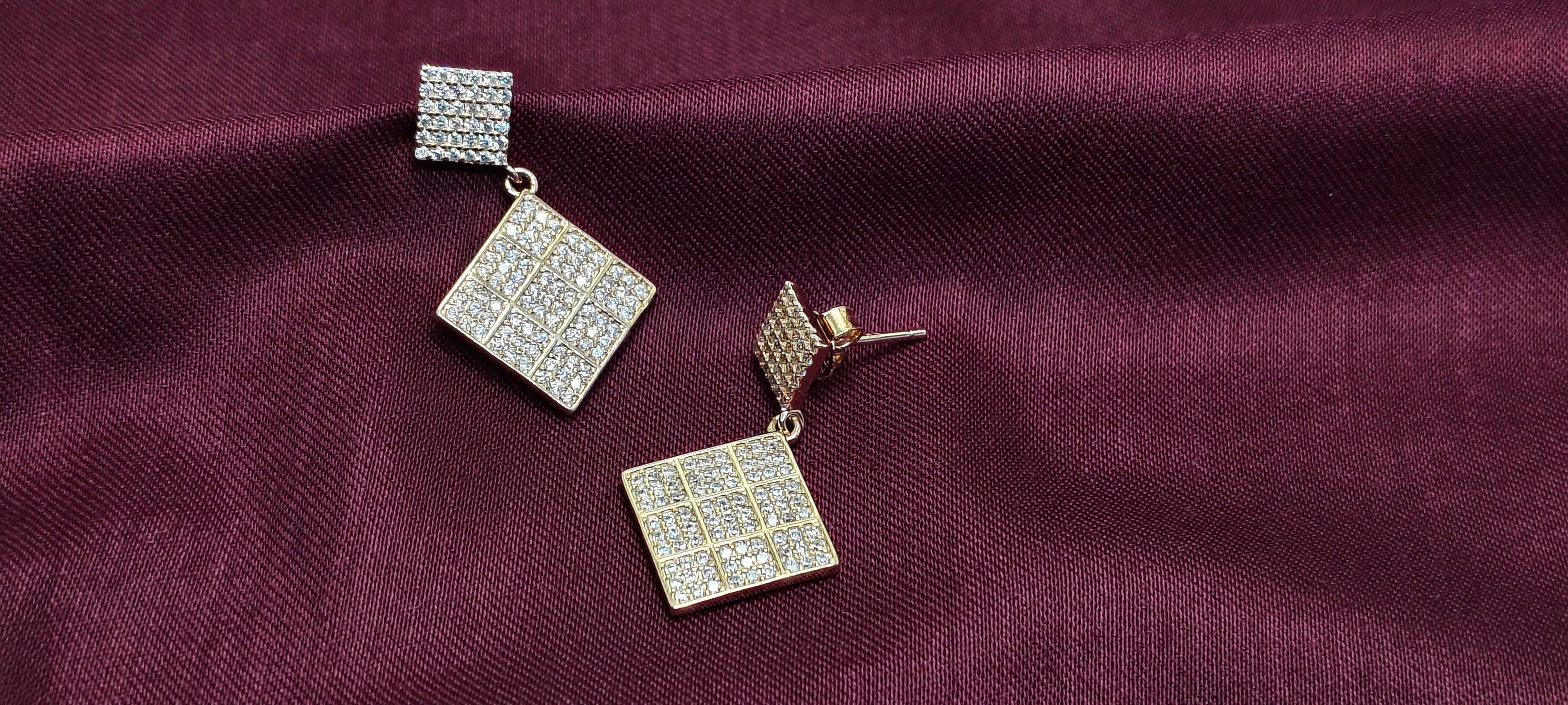 Party Wear Rose Gold Square 925 Silver Earring - Shine differently tonight.