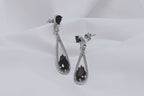 Midnight Noir Black Long Diamond 925 Silver Earrings - Work hard. Shine harder.