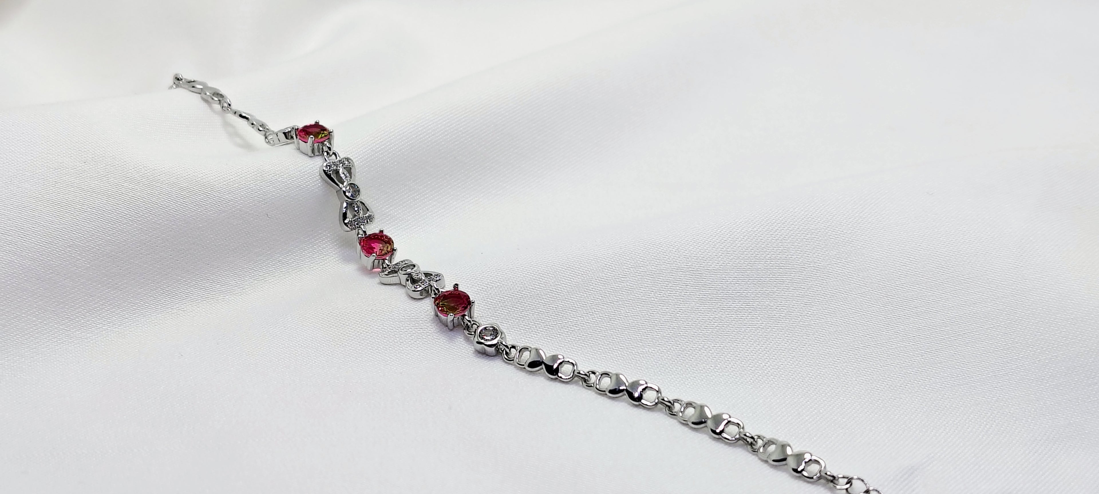 Red Stone 925 Silver Bracelet