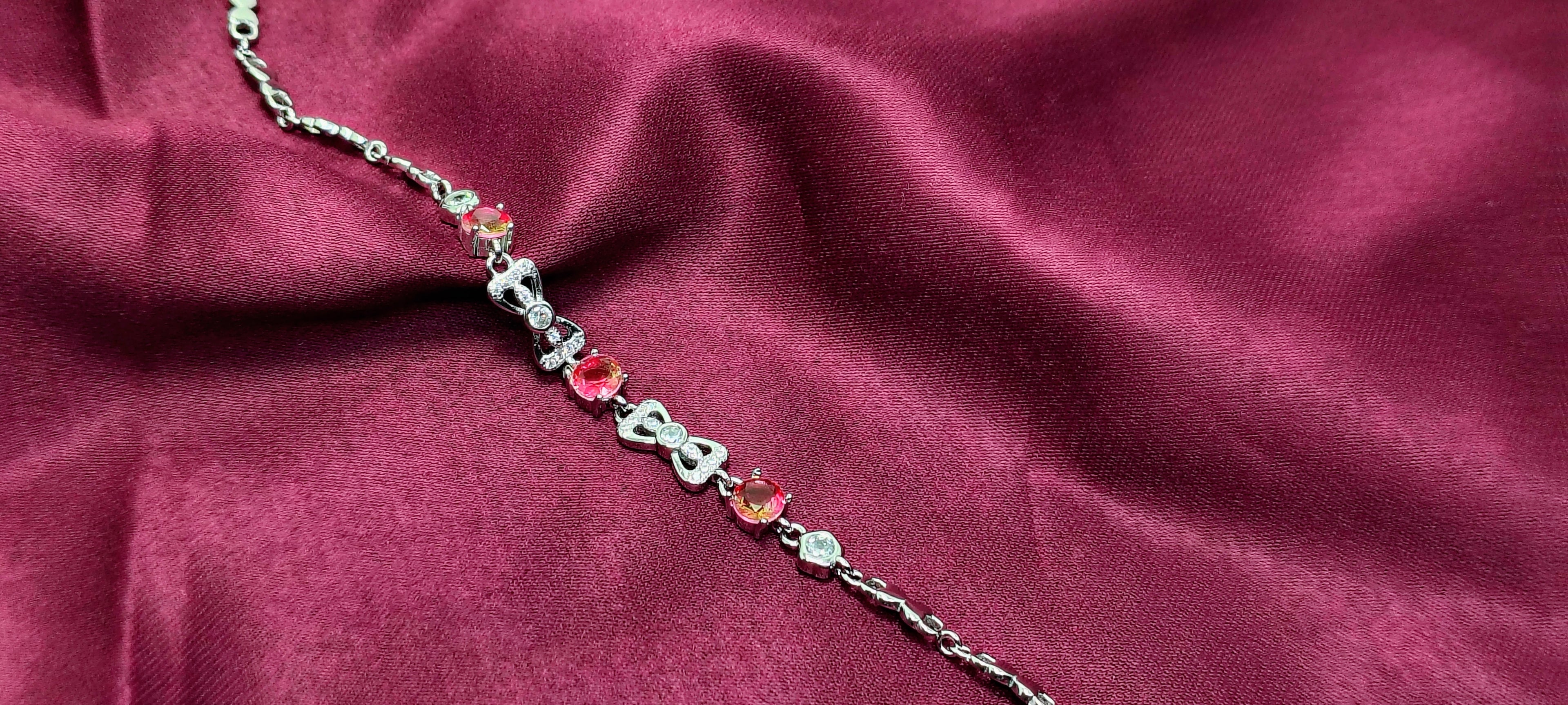 Red Stone 925 Silver Bracelet