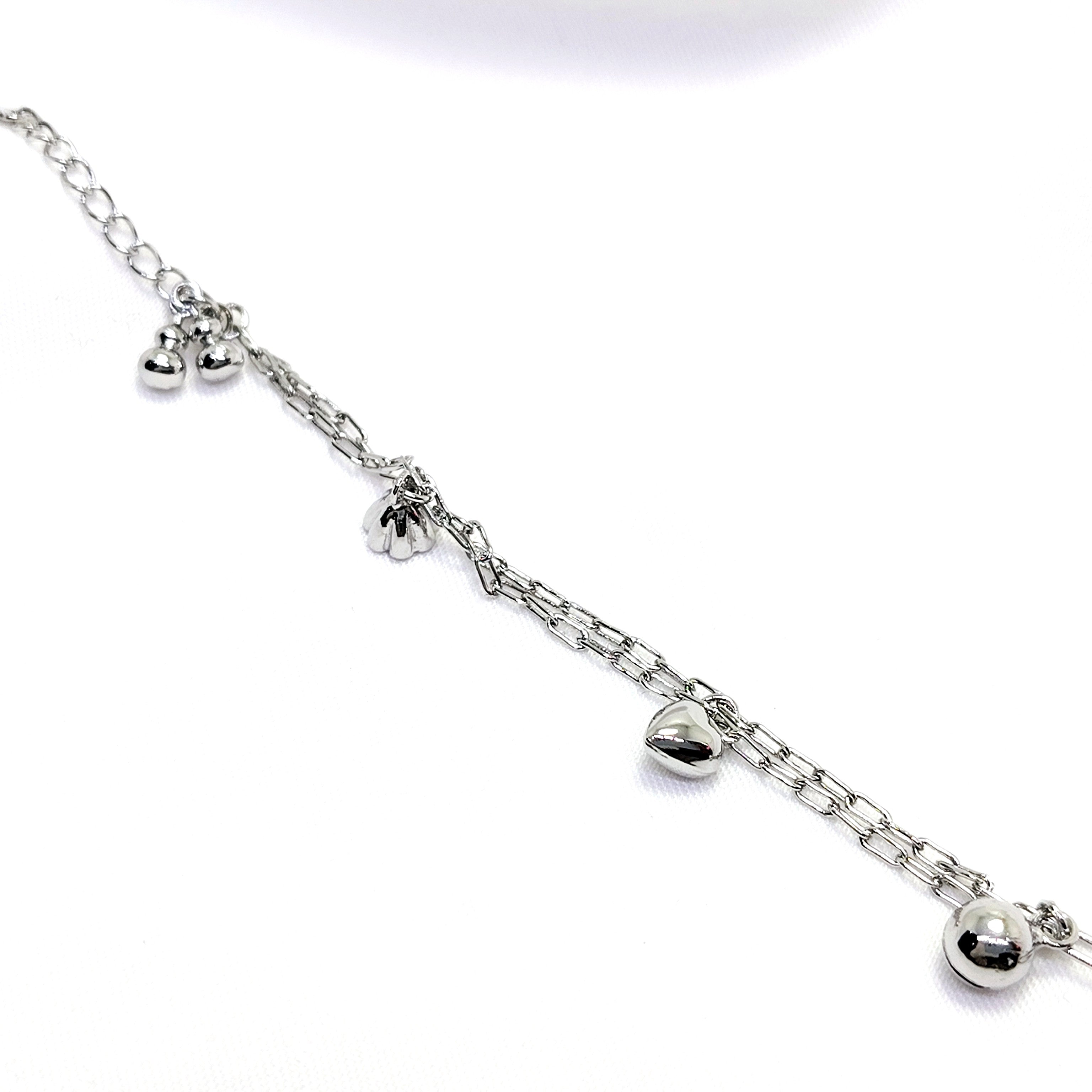 Sterling Silver 925 Bracelet | Sleek Minimal Chain with Hanging Charms